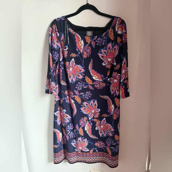 Vence Canuto Floral Print Dress with 3/4 Sleeves - Picture 1 of 10